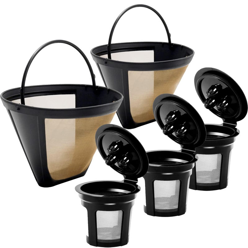 Reusable Coffee Pods for Ninja CPF301 Coffee Maker 3 Pack Reusable K Cups Pods and 2 Pack Reusable Filters not for Ninja CFP101 Ninja PB051